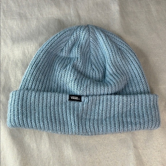 Vans Unisex Ribbed Knit Core Basics Beanie Cuffed Baby Blue Logo OS - Picture 8 of 8